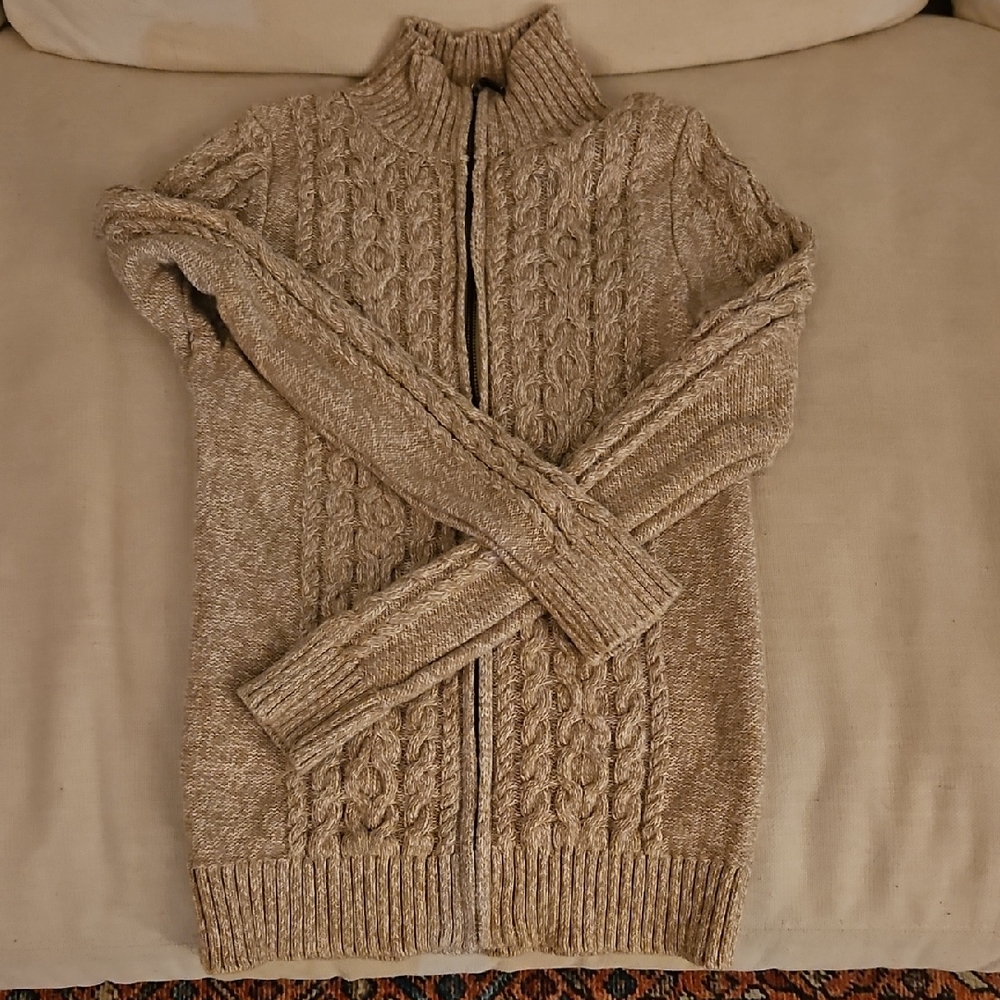 Womens LLBean's Tan Cable Knit Sweater